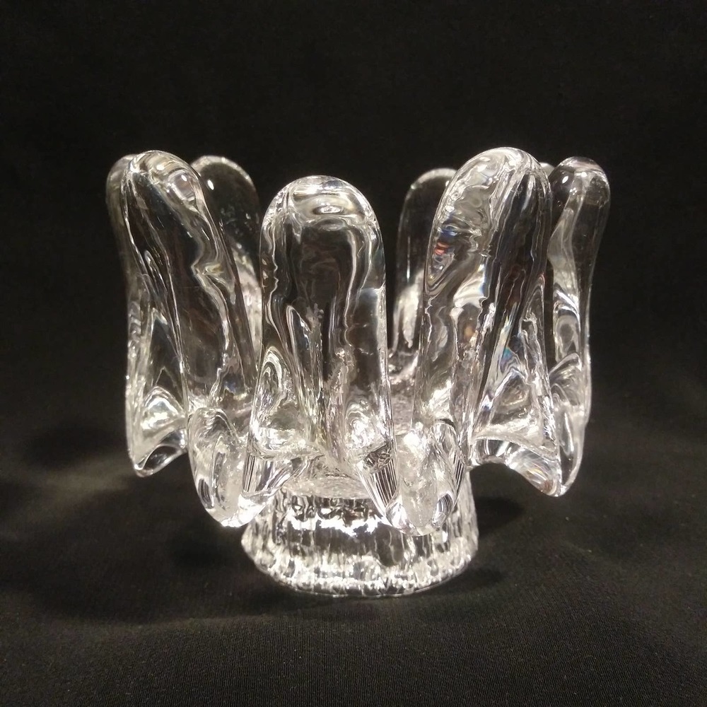 Vintage Kosta Boda Crystal Candle Holder in Sunflower Sweden
